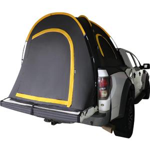 HREFEU Pickup Truck Blackout Tent, Portable Truck Bed Tent for Camping, Waterproof PU2000mm Double Layer for 2 Person, Compact and Full Size Regular Bed Long Bed (Black)
