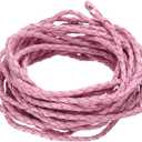 M METERXITY Round Braided Leather Cord, 5 Yards 4mm Four-Strand Faux Beading String Rope Bolo Tie 5 Meters Long for Jewelry Making/DIY Crafts, String Macrame Bracelet Thread [Pink]