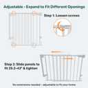 Cumbor 34" Extra Tall No Bottom Bar Baby Gate for Stairs, Wall Mounted Dog Gate Indoor for Larger Pets, Expandable 29.2-43" Safety Gate for Doorways, Wide Walk Thru Door for Easy Access (White)