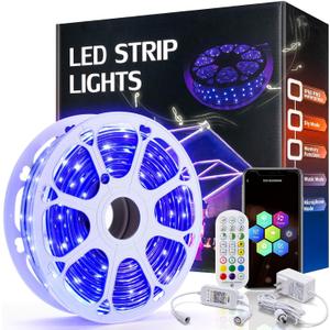 Outdoor LED Strip Lights Waterproof 200ft, 1 Roll Continuous, IP68 PRO, Smart WiFi & Remote Control, Compatible with Alexa & Google Assistant, Self-Adhesive