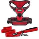 Voyager Dog Harness Dual Leash Attachment No-Pull Control Adjustable Soft but Strong Pet Harness for Medium and Large Dogs with 3M Reflective Technology, Leash Set Red Nylon, S (Chest: 16-20")