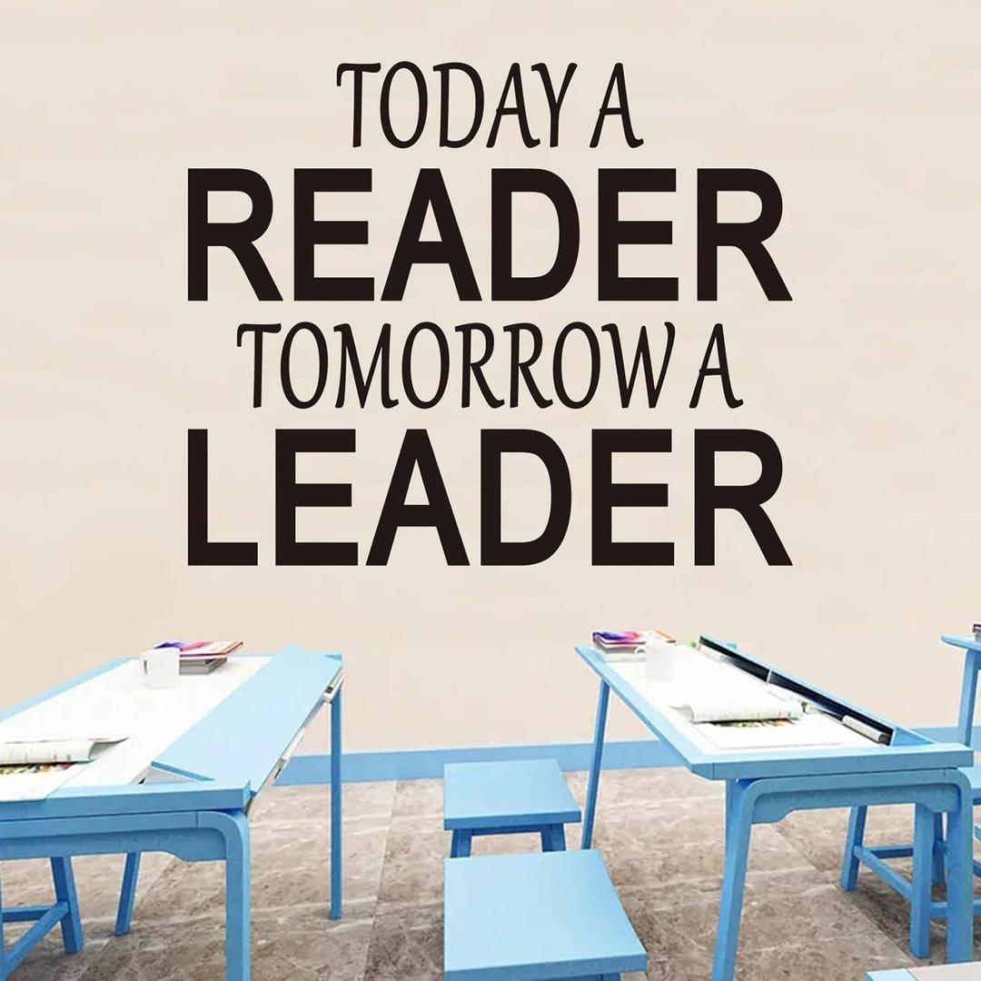 2 x Inspirational Quotes Wall Decals for Classroom: Motivational Vinyl Art Wall Stickers for Library School - Today a Reader Tomorrow a Leader 24" X 20"
