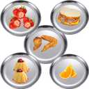Steel Plates 2 Set 8 Inch Metal Round Dinner Plate Dishes for Serving/Snack/Camping, Dishwasher Safe Metal Dinner Plate