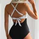 Eomenie Women's One Piece Swimsuits Tummy Control Cutout High Waisted Bathing Suit Wrap Tie Back 1 Piece Swimsuit (L)