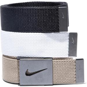 Nike Men's 3 Pack Golf Web Belt (White/Khaki/Black)