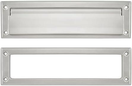 khtumeware Brushed Satin Nickel 13 inch 1-Pack Solid Brass Mail Slot with Solid Brass Internal Frame is Well Made Door Mail Slots