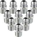 10 Pack Hydraulic Hose Adapter Fittings: 1/2" JIC 37 Male x 1/2" NPT Male, Straight Tube Connectors with Protection Cover