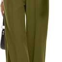 FUNYYZO Wide Leg Pants Women's High Elastic Waisted in The Back Business Work Trousers Long Straight Suit Pants (006# Army Green (Thick)), Size: X-Small Short