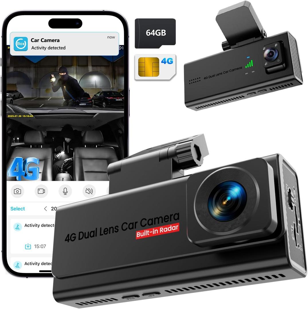 Dash Cam, UCOCARE 4G LTE Car Dash Camera Front and Cabin with SIM Card, 64GB SD Card, Car Camera, Remote Live-View & Event Video Alart, 170 View, 24/7 Parking Mode, Motion Detection, 2-Way Talk