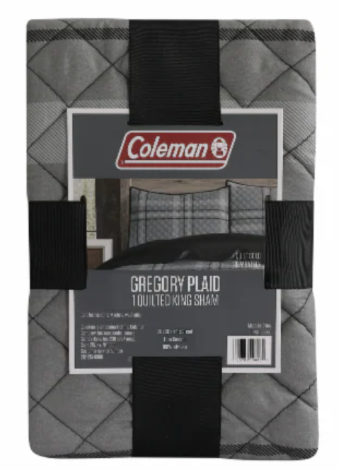 Coleman Casey Plaid 1 Quilted King Sham, 20x26in