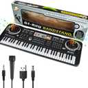 61 Key Piano Keyboard, Beginner Electronic Keyboard for Kids with Teaching Mode, 6 Demo Songs, 16 Tones, Microphone and Power Supply, Kids Piano Keyboard for Birthday Gift/Christmas Gift