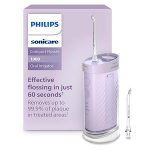Philips Sonicare Compact Flosser 1000, Portable Water Flosser with 3 Flossing Modes, IPX7 Waterproof Oral Irrigator, Travel Friendly (Purple)