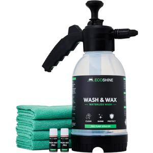 Waterless Car Wash Kit | Super Concentrated Rinseless Wash And Wax Car Wash Formula With Non Foaming Pump Sprayer For Fast Car Detailing | Makes 1 Gal Of Ready To Use Waterless Wash And Wax