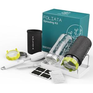 Foliata Glass Sprouting Kit with 2 Jars and Accessories, Clear