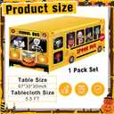 Peryiter 5.5 Ft Halloween Ghost Bus Theme Boo Party Spooky Bus Washable Fabric Polyester Rectangular Tablecloth Protector for Halloween Party Decoration
