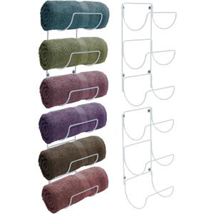 Sorbus Towel Holder for Bathroom Wall - 12 Level Wall Mounted Towel Rack Shelves for Rolled Bath Towels, Washcloths, Linen - Hanging Towel Racks for Bathroom, Spa, Salon, Towel Storage Organizer