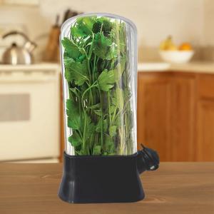 Herb Saver Container BPA-Free Vegetable and Herb Fresh-Keeping Cup with Water Reservoir Case Large Black 4