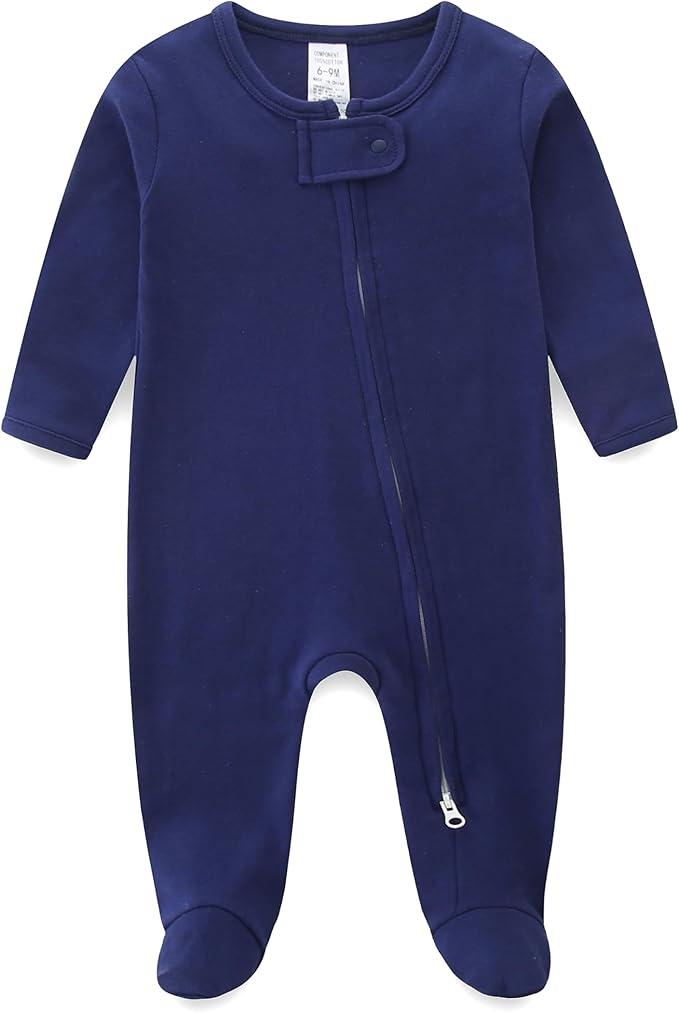 Baby Footie Double Zipper Infant Cotton Clothes Sleeper Baby Pajamas Sleepwear, Size L