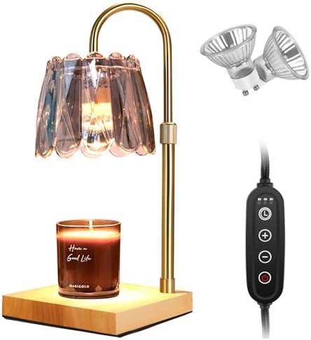 Candle Warmer Lamp with Timer & Dimmer, Electric Candle Lamp Warmer Adjustable Height Scented Wax Lamp Warmer with 2 Bulbs House Warming Gifts Home Decor