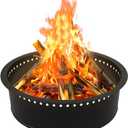 OUSHENG Smokeless Fire Pit Ring Outdoor, 33 Inch Outer 30 Inch Inner Round Wood Burning Firepit Accessories, DIY Metal Steel Liner Insert for Bonfire Outside Camping Above or In Ground