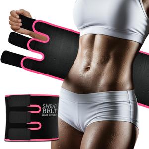 Sweat Waist Trainer For Women Men Waist Trimmer Sweat Belt Band Stomach Wrap Faja For Workout Lower Belly Fat (Black)