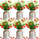 6 Sets Summer Strawberry Centerpieces for Tables Artificial Strawberry Daisy Plants with Vase and Fake Strawberries Berry Farmhouse Sweet Baby Shower Decor for Home Party Wedding Kitchen