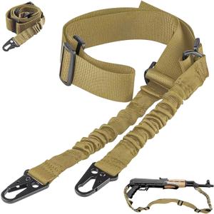 Adjustable Two Point Sling - Durable Nylon Rope for Rifle Sling Strap, 2 Point Shoulder Strap with Metal Hook | Multipurpose GunSling for Outdoor Hunting, Shotgun & Camera (Standard, Tan)