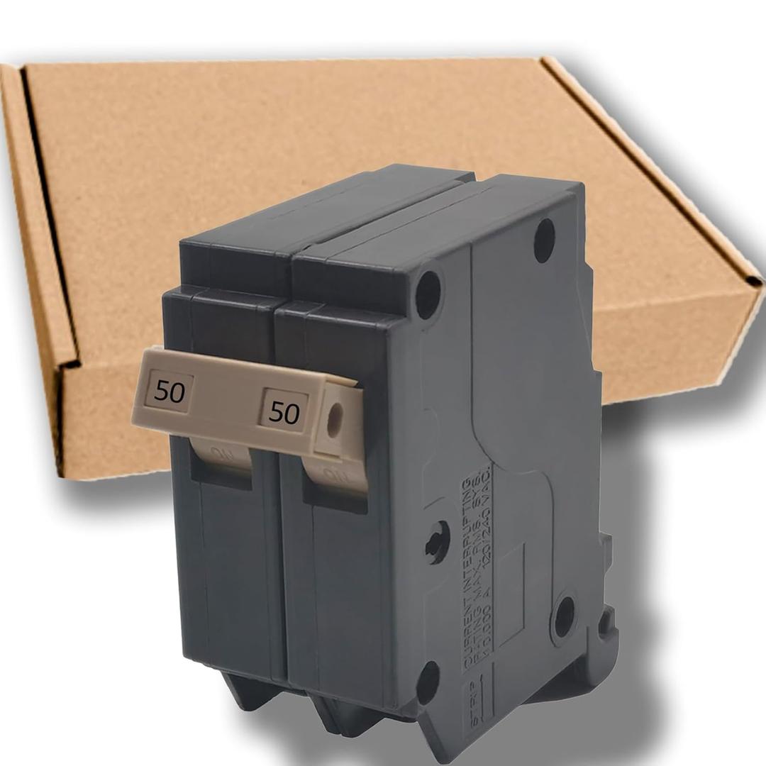 50 Amp 2-Pole Circuit Breaker, 3/4-Inch Plug-in Type Molded Case Circuit Breaker, Compatible with OEM Load Centers, 10KA 120/240V, Thermal Magnetic Protection, Genuine OEM