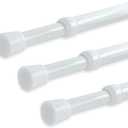 YYWL&HP 3 Pack Spring Tension Telescopic Rod Curtain Rods Adjustable Eextension Telescopic Rod, Suitable for Closet, Window, Kitchen, Bathroom, Cabinet, Wardrobe (41.1"-70.9" 3PCS WHITE)