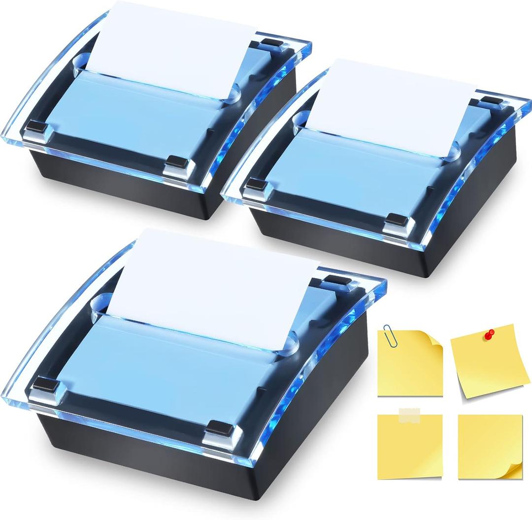 Epakh Pop up Notes Dispenser Black Base Clear Top Sticky Notes Holder Acrylic Small Sticky Holders Container for 3 x 3 Inch Office Home Store Accessories(2 Pieces)
