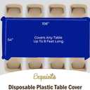 12-Pack Premium Plastic Tablecloth 54in. x 108in. Rectangle Table Cover - Dark Blue