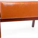 GENMOUS 24.5'' Ottoman Leather Foot Stool, Rectangle Sofa Foot Rest Ottoman, Modern Padded Seat & Wood Frame Faux Leather Step Stool for Bedroom Living Room (Yellowish-Brown)