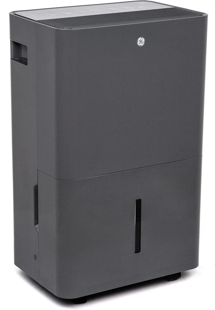 GE Energy Star Portable Dehumidifier, 50 Pint Daily Output with Pump and Drain Hose for Auto or Manual Drainage, Ultra Quiet, Perfect for Basement, Bedroom, Bathrooms, Gray