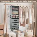 2-in-1 Durable 6-Tier Hanging Closet Organizer with 4 Removable Drawers,2 Separable 3-Tier Thickened Fabric Hanging Shelf Clothes Storage Organization Space-saving for Bedroom,Dorm,Guestroom,RV,Travel, 43.3" L X 12.2" W X 12.2" H / 110cm X 31cm X 31cm