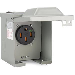 50 Amp 125/250 Volt EV Power Outlet Box, NEMA 14-50R 50 Amp EV Charging Receptacle Outlet Box, Enclosed Lockable Weatherproof Outdoor Electrical NEMA 14-50R Receptacle Panel, Heavy Duty, ETL Listed