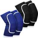 2 Pair Elbow Pads Volleyball Sport Breathable Protective Support Gel Pad Arm Compression Sleeves for Teen Girls Boys Basketball Football Skating(Black, Blue)