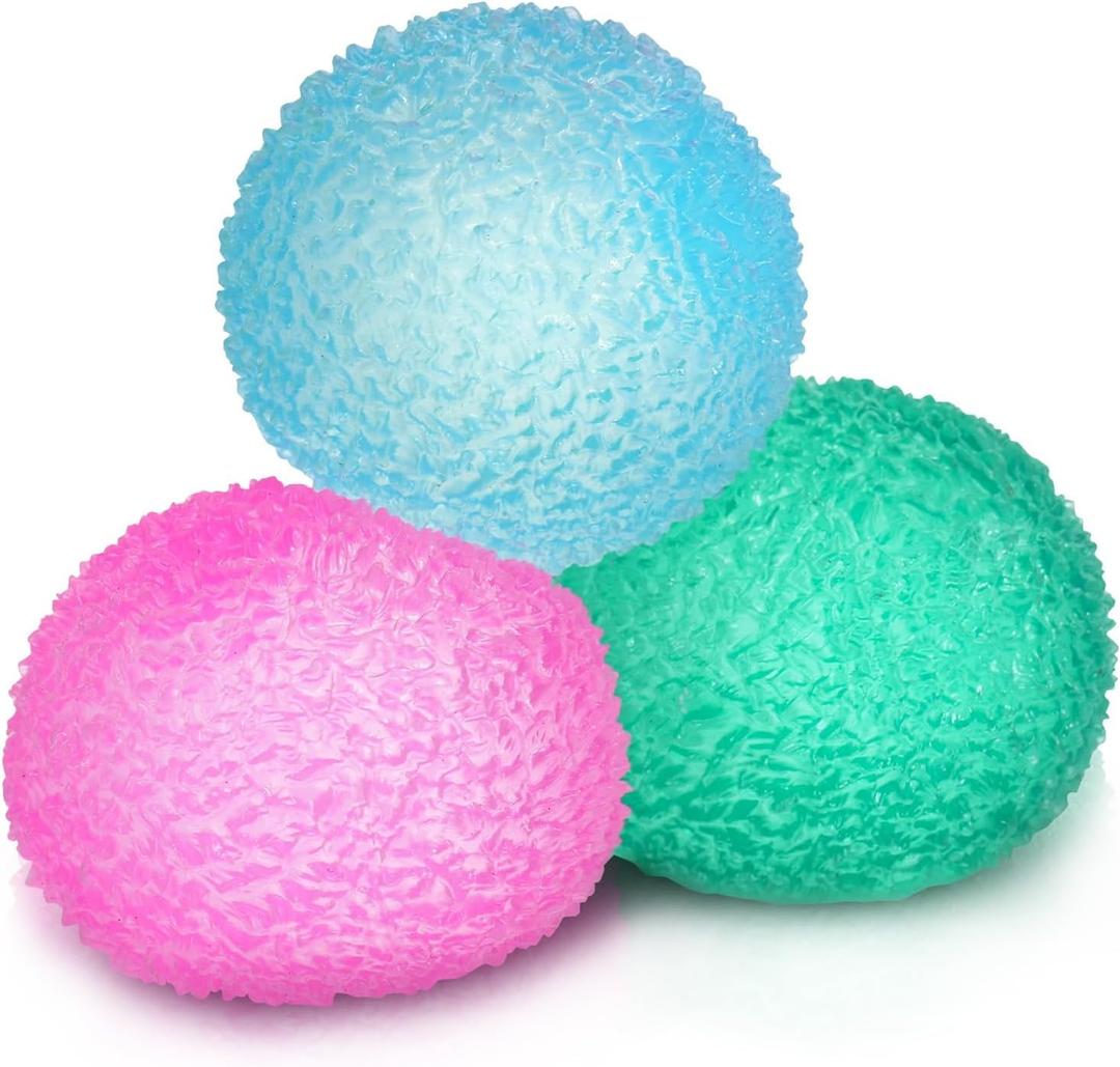 3pcs 1.45 Textured Stress Balls - Silky Soft Memory Gel - Squeeze Balls Fidget Balls for Anxiety Stress Relief Warm Series - Squishy Fidget Toy for Kids and Adults - Pack of 3