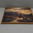 Western Cowboy Framed Canvas Wall Art 12x16 Inch, Horse Rider at Sunset Print Rustic Mountain Landscape painting, American West Country Home Office Bedroom Wall Dcor