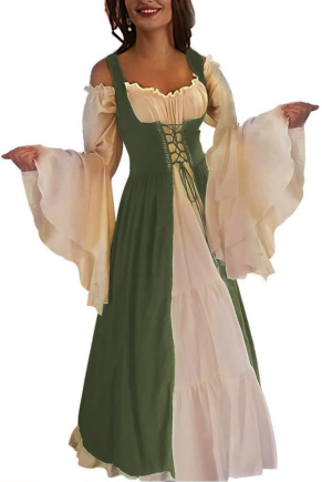 Renaissance Costume Women Medieval Dress for Ren Fair Halloween Cosplay S-M