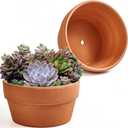 8 Inch Shallow Terracotta Pot for Succulent  2 Pcs Large Clay Planter Pots with Drainage Hole, Shallow Plant Pottery Pots for Cactus Succulent and Other Indoor Outdoor Plants