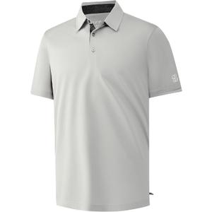 Mens Golf Shirt Short Sleeve Moisture Wicking Dry Fit Performance Solid Casual Pique Collared Golf Polo Shirts for Men (XX-Large, Light Grey)