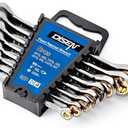 DISEN Ratcheting Wrench Set SAE Upgraded Open&Box End 90 Teeth 5/ 16", 3/ 8", 7/ 16", 1/ 2", 9/ 16", 5/ 8", 11/ 16", 3/ 4" Combination Ratchet Wrenches with Organizer, Black Nickel Coated, CR-V Steel (8PCS)