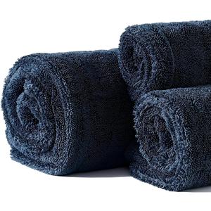 3 Pack Car Drying Towel Set - 1200 GSM Double Twist Pile Microfiber, Super Absorbent, Streak-Free, Scratch-Free, Car Wash & Detailing (24"x36", 16"x24", 12"x12")