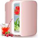 YSSOA 4L Mini Fridge 6 Can Portable Cooler & Warmer Compact Refrigerators for Food, Drinks, Skincare, Office Desk, Pink