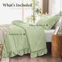 JOLLYVOGUE Sage Green Twin Size Comforter Set, 2 Pieces Seersucker Lightweight Fluffy Bedding Set, Twin Ruffle Comforter, All Season Soft Microfiber Shabby Chic Bed Set