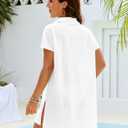 Blooming Jelly Womens Swimsuit Coverup Textured Bathing Suit Cover Up Swimwear V Neck Beach Dress Shirt 2026 (White, S)