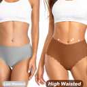 High Waisted Seamless Underwear for Women No Show Panties Sexy Cheeky Bikini Scalloped Edge Breathable Briefs 7 Pack (L)