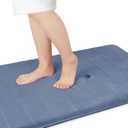 Yimobra Memory Foam Bath Mat Large Size, 36.2 x 24 Inches,Soft and Comfortable, Super Water Absorption, Non-Slip, Thick, Machine Wash, Easier to Dry for Bathroom Floor Rug, Denim Blue