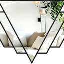 Black Triangle Decor Mirror,24x32Inch Farmhouse Wall Mirror,Modern Wall Mounted Mirrors,Metal Framed Vintage Ornate Art Mirror for Living Room Bedroom Fireplace Hallway