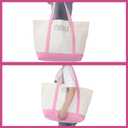 Mahjong Canvas Bag Embroidered American Mahjong Set Incl Tiles Bag and Racks & Pushers Drawstring Bags(Light Pink)
